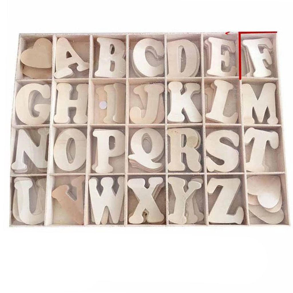 Set de lettres en bois, lettres naturelles, 112 pièces, 24 Image du produit 