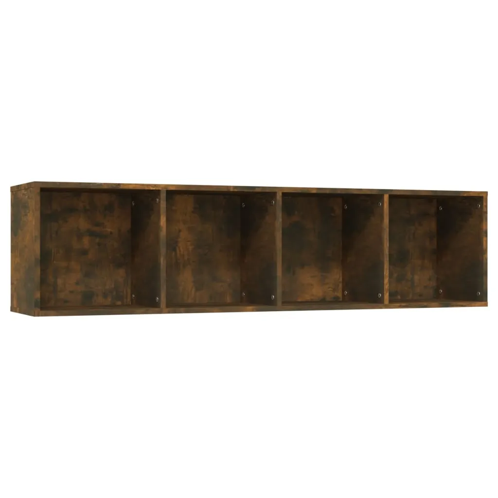 Bibliothèque Horizontale Chêne Fumé 143cm en Bois Robuste pour Multimédia