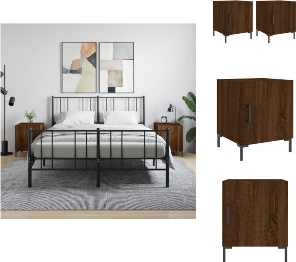 vidaXL Nachttische 2 Stk. Braun Eichen-Optik 40x40x50 cm Produktbild 
