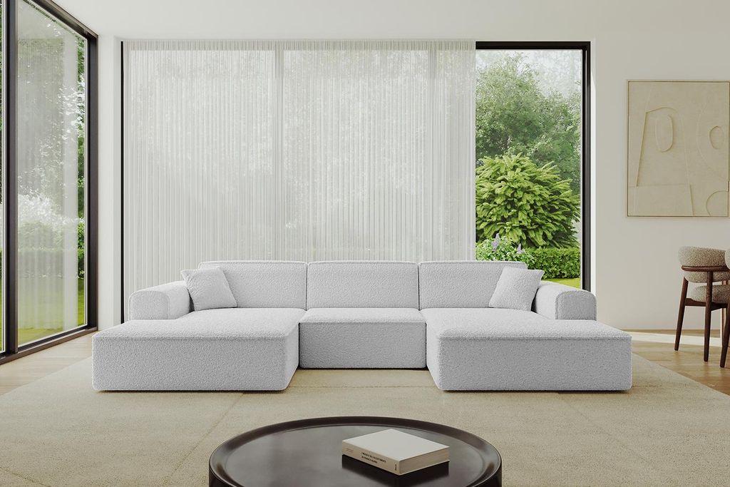 ALTDECOR Ecksofa in U-Form IREA-U1-v3 301x165x77 cm Hellgrau Corner Sofa Bett Eckcouch Couch L-Form Wohnlandschaft Cauchsofa
