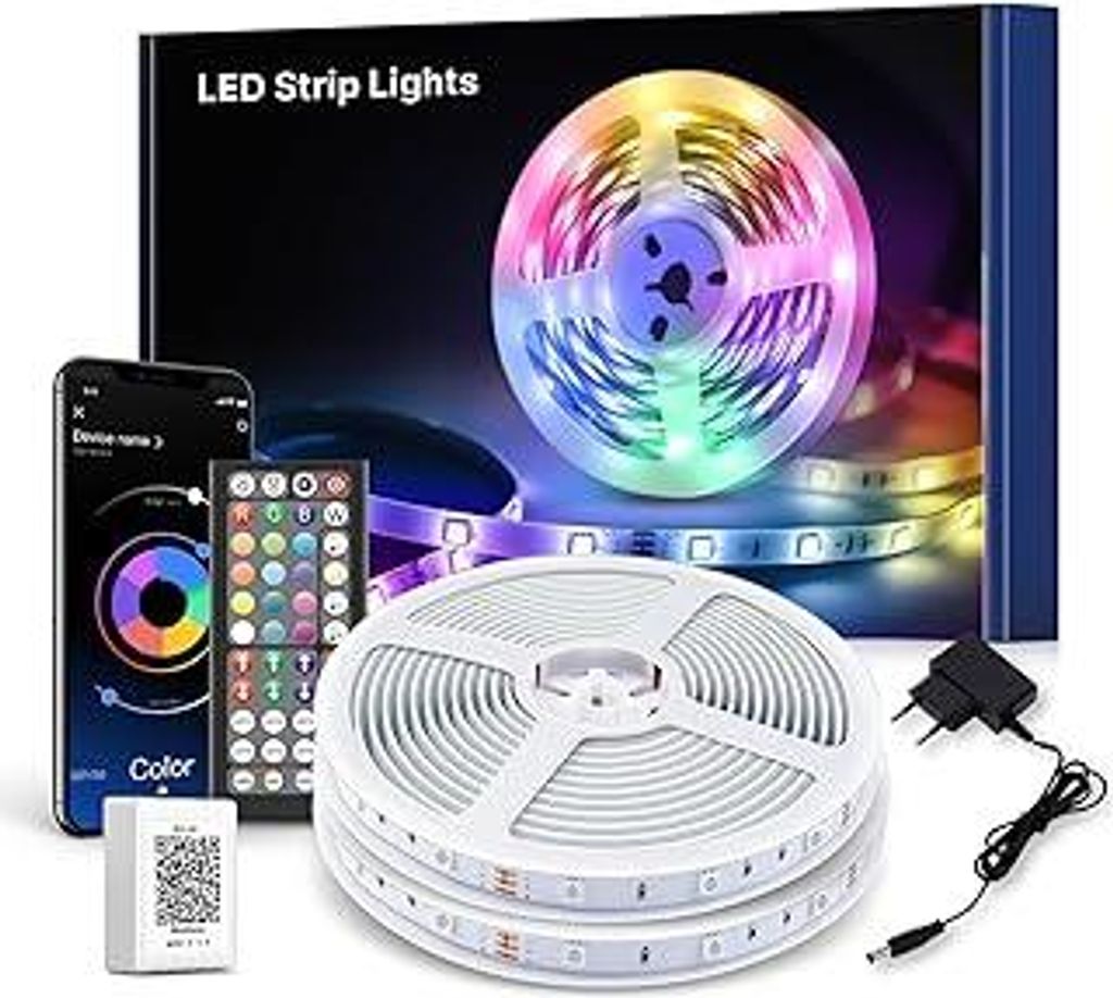 Macchiatto LED streifen 30m,Bluetooth RGB LED Strip mit Fernbedienung und APP,Musik Sync, Timer-Einstellung,Farbwechsel, Led Band Selbstklebend fü...