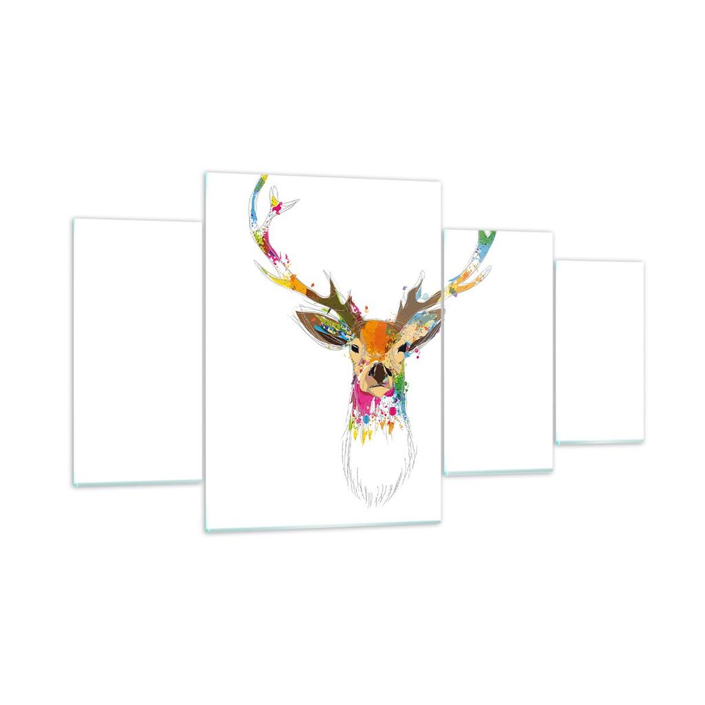 Bilder auf glas - Deer fantasie Graffiti Grafik - 160x90cm - Glasbilder - Wandbilder - Kunstdruck - zum Aufhängen bereit - Wanddekoration aus Glas...