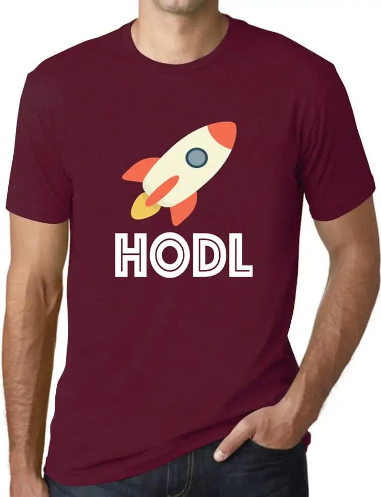 Herren Grafik T-Shirt Hodl To The Moon Crypto Funny Traders Öko-Verantwortlich Vintage Jahrgang Kurzarm Lustige Druck Geburtstag Geschenk Mann