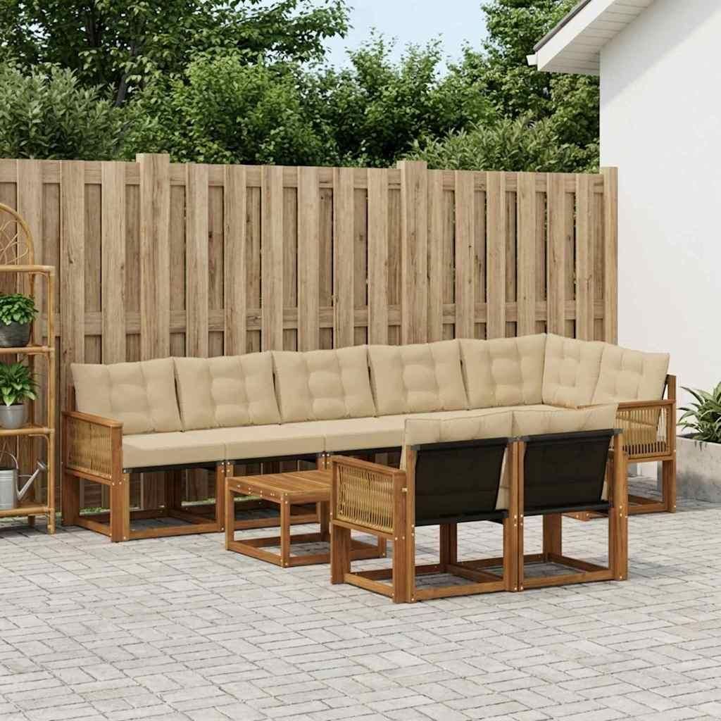 Möbel Outdoor-Sofagarnitur mit Kissen 9 pcs Natur und BeigeGartensofas - Gartensofas c633