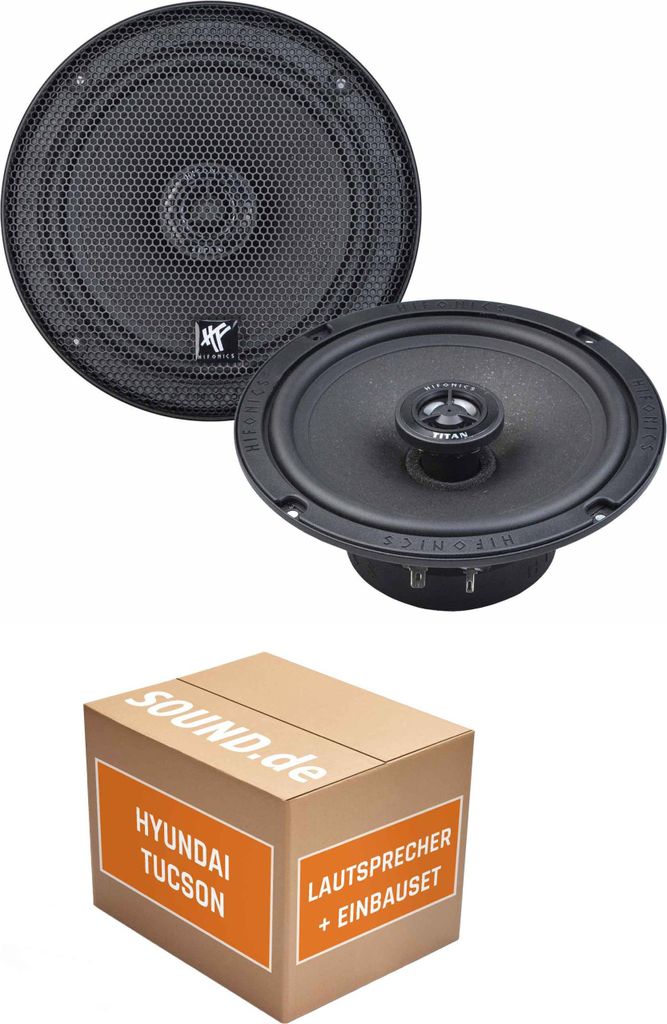 Lautsprecher Boxen Einbaupaket Heck Hifonics Titan TRX62 passend für Hyundai Tucson TL | 2x Tief-Mitteltöner mit integriertem Hochtöner 180W MAX