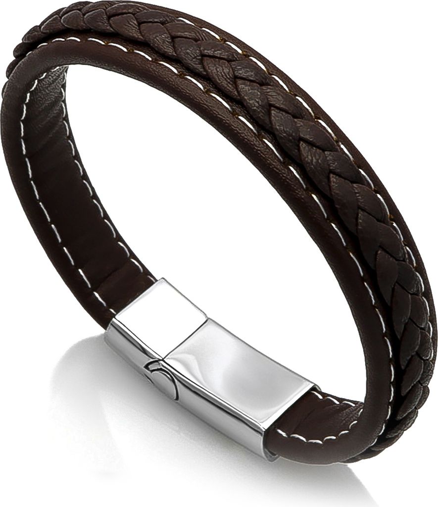 Edles Leder-Armband für Herren, breit mit Rindsleder und Produktbild 
