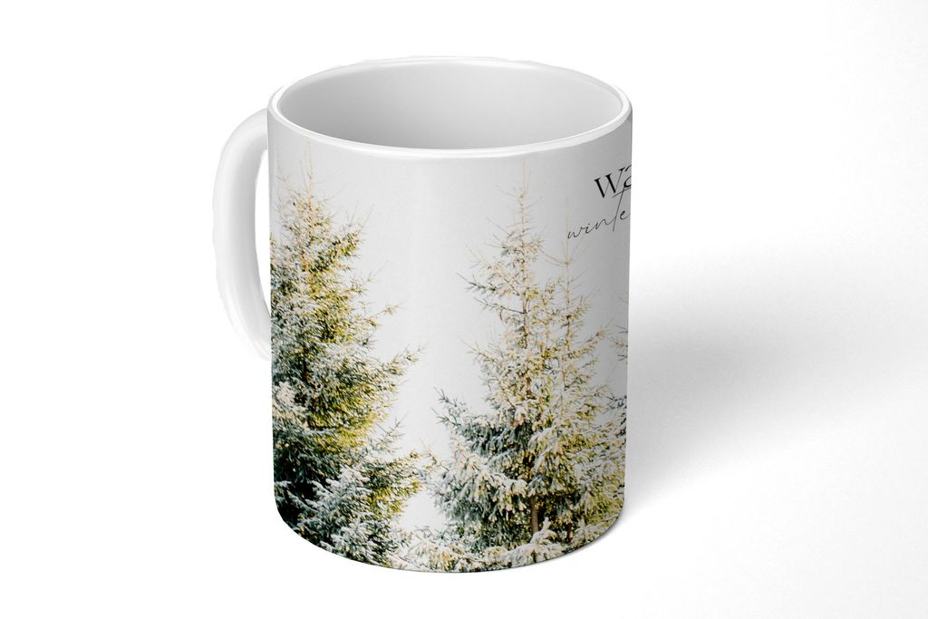 KitchenYeah Tasse Kaffeetasse Kaffeebecher 350 ml Weihnachtsbaum - Winter - Schnee Teetasse - Fototasse - Becher - Keramikbecher - Teebecher - Ka...