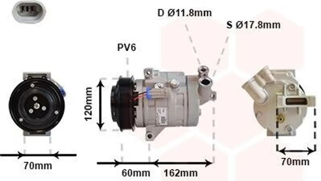 Compresseur de Climatisation VAN WEZEL 0800K052 pour Chevrolet Cruze