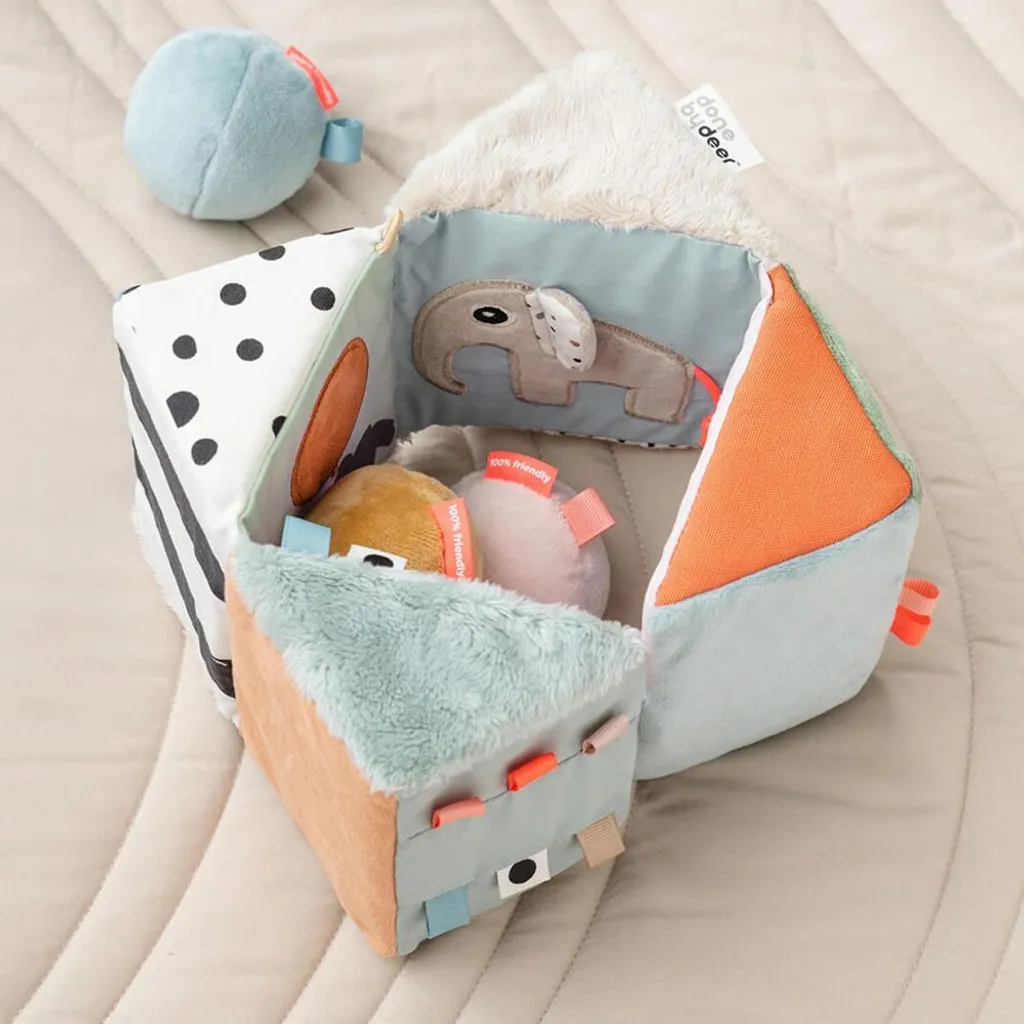 Cube Sensoriel Dépliable Multicolore avec Miroir et Textures Variées - 18