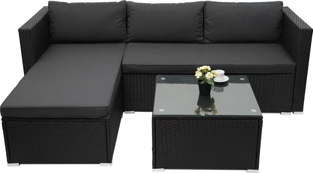Poly-Rattan Garnitur HWC-F57, Balkon-/Garten-/Lounge-Set Produktbild 