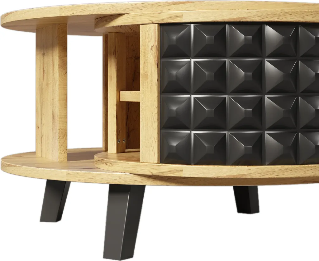 Table basse rotative carrée avec coffre de rangement intégré bois - 8