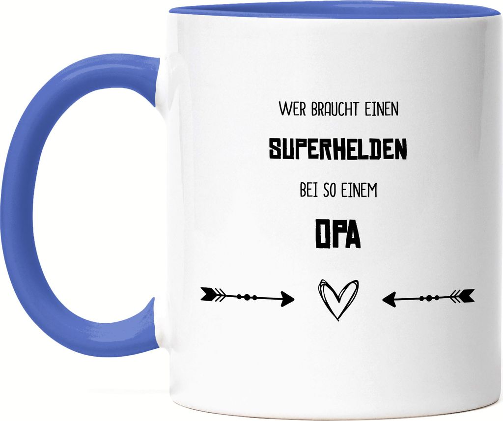 Wer Braucht Superhelden Tasse Blau Bester Opa Der Welt Geschenkidee Geburtstag Großvater