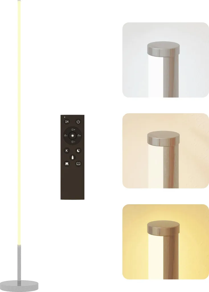 Lampadaire sur pied LED Design Argenté avec Température Couleur Réglable