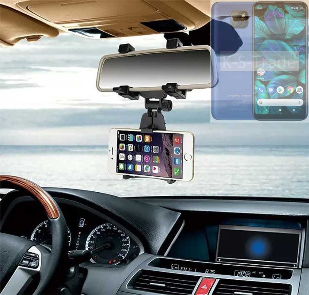 K-S-Trade Smartphone Halterung kompatibel mit General Mobile GM 20 Rückspiegel Halterung schwarz Auto Halterung KFZ Halter