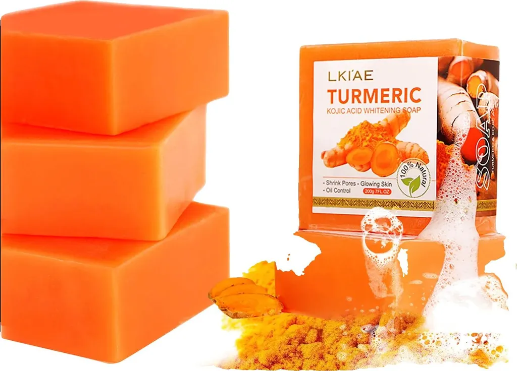 Savon Solide Éclaircissant au Curcuma Bio pour Teint Terne - 5 Pièces
