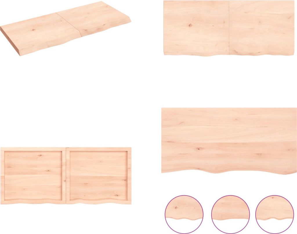 vidaXL Wandregal 140x60x(2 6) cm Massivholz Eiche Unbehandelt - Wandregal - Wandregale - Wandboard - Hängeregal