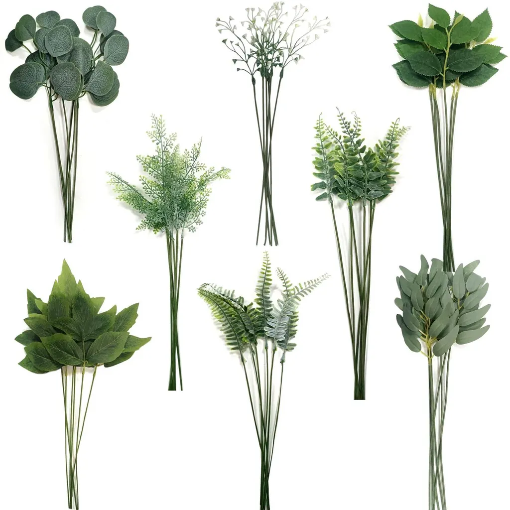 Feuilles factices sans entretien pour chambre, lot de 48 fausses plantes