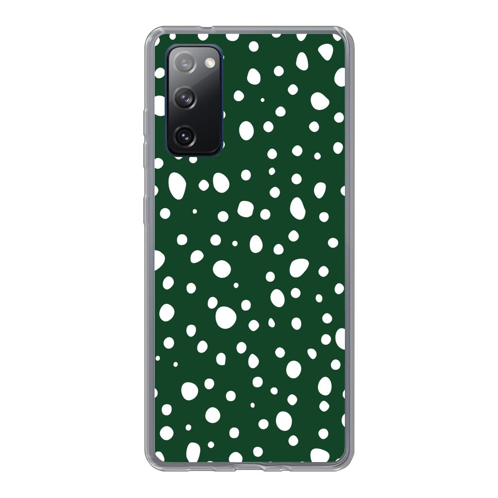 MuchoWow Handyhülle Schutzhülle Hülle für Samsung Galaxy S20 FE Polka dots - Weiß - Grün Silikon Softcase Handy Hülle - Abdeckung