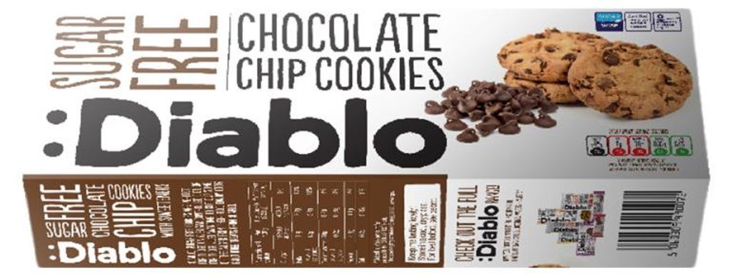 Ciasteczka bezcukrowe Diablo Sugar Free Chocolate Chip, 130 Zdjęcie produktu 