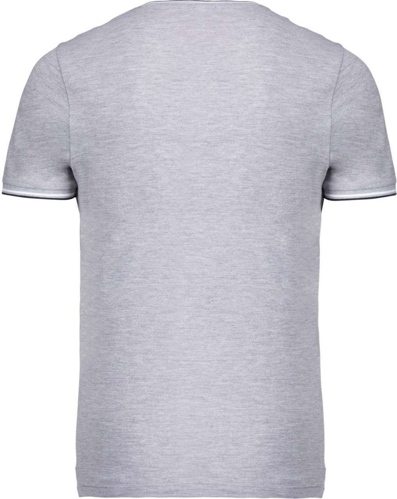Kariban Herren T-Shirt Pique Poloshirt Work Golf Shirt V-Neck Kurzarm, Größe:L, Farbe:Oxford Grey/Navy/White