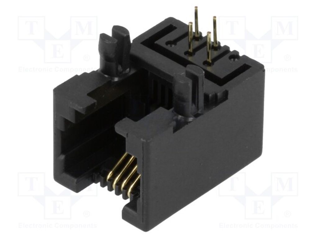 5x Buchse Niederprofil- PIN: 4 THT RJ11GK RJ-Steckverbinder vergoldet System: 6p4c RJ11