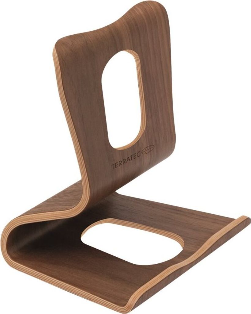 TERRATEC Tabletständer Holzeins braun Echtholz