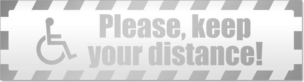 Please Keep Your Distance gestreift Magnetschild Schild magnetisch - 45cm Silber - Magnetfolie für Auto PKW Kfz