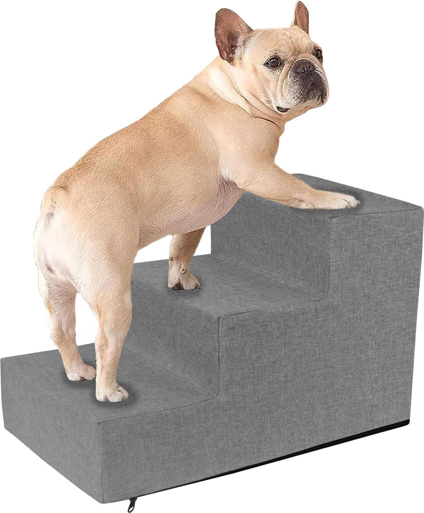 Domarex Hundetreppe für Kleine Hunde, Treppenstufen für Hunde,Katzentreppe Hunderampe mit 3 Stufen - 50x30x30 cm - rutschfeste und Wasserabweisende