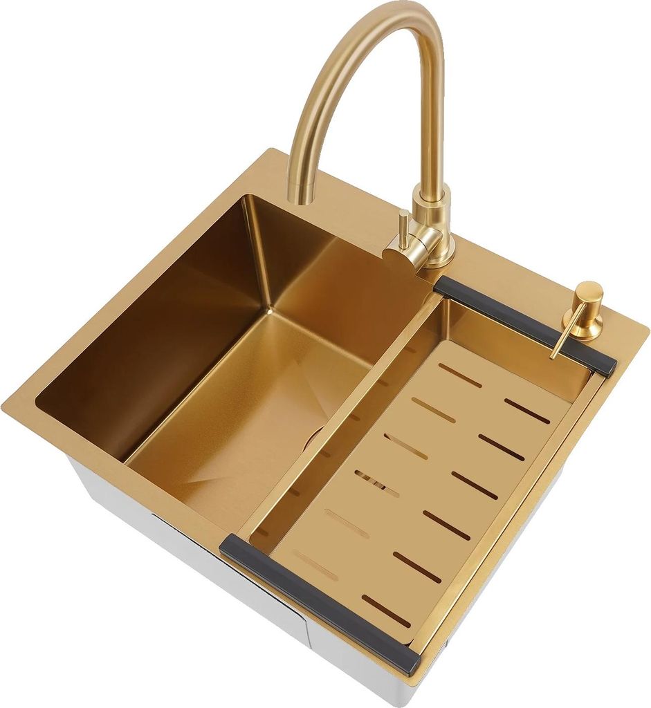 Küchenspüle, schnelle Entwässerung, einfache Reinigung, Gold