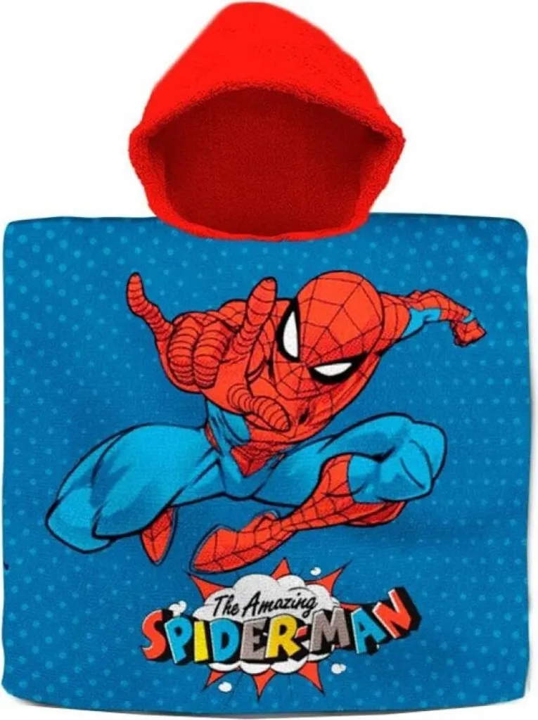 Poncho Spugna Spiderman per Piscina e Mare - Cotone Assorbente