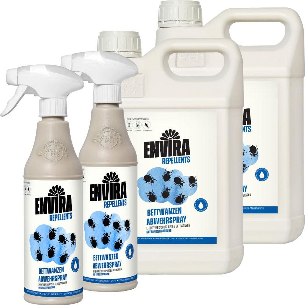 Envira Bettwanzen Abwehrspray im Vorteilspack 2x5L+2x500ml