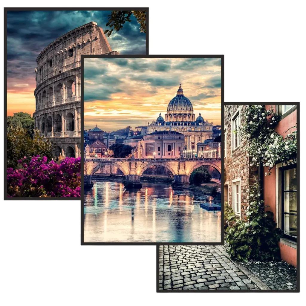 Poster con Cornice Camera da Letto e Ufficio Set Decorativo Roma