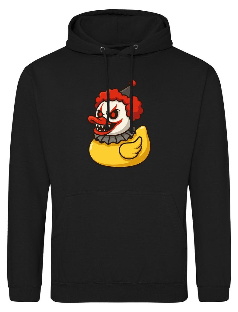 Huuraa Uni Hoodie Quietscheente Horrorclown Gummiente Gruselclown S Deep Black Vegan Sweatshirt Geschenkidee