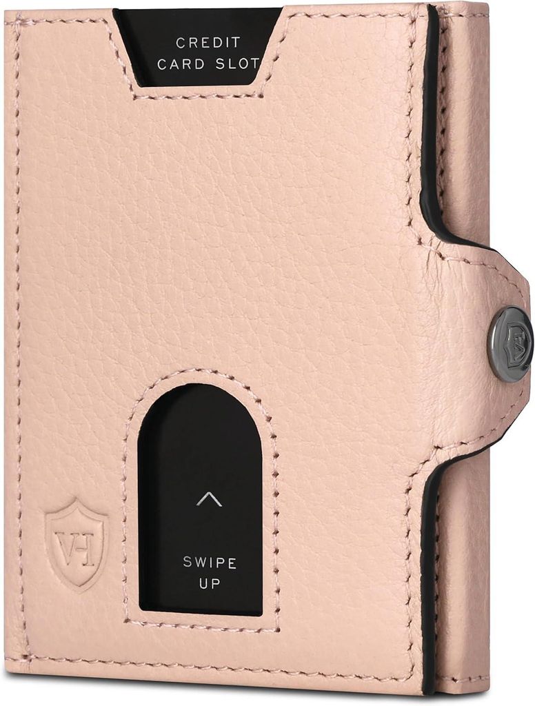 Slim Wallet mit XL Münzfach & RFID-Schutz, Leder Geldbörse klein, 5–10 Karten, Scheinfach, Mini Portemonnaie für Damen & Herren, kompakt