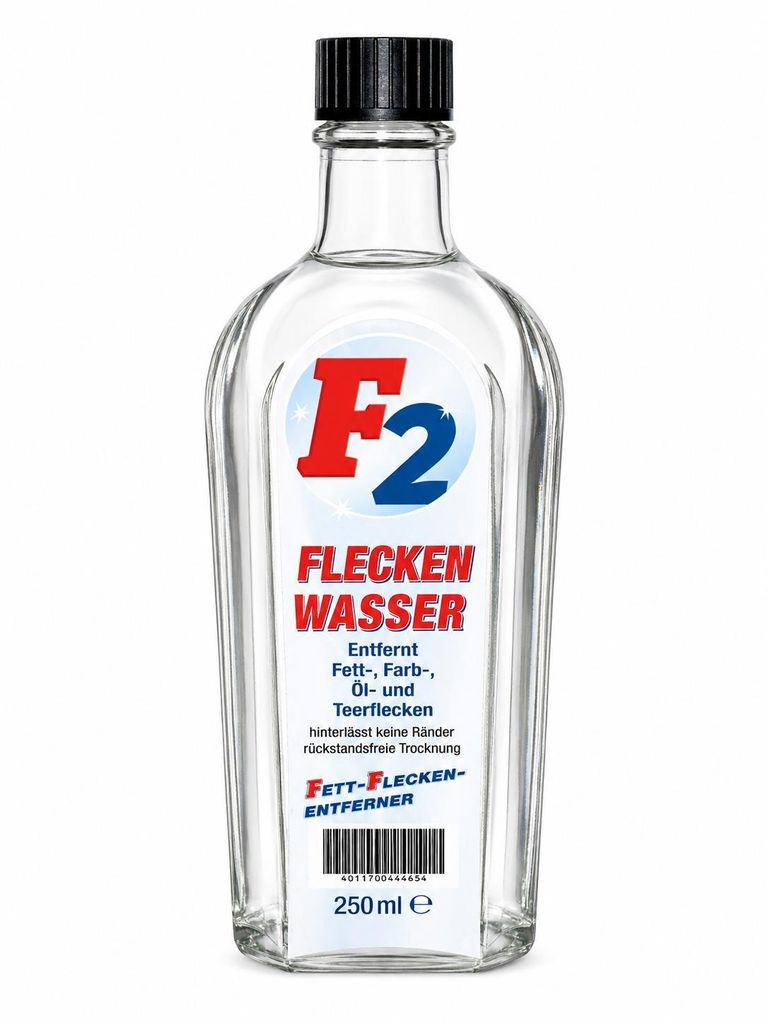 F 2 Fleckenwasser entfernt Fett-, Farb-, Öl- & Teerflecken Produktbild  KI-generiertes Bild