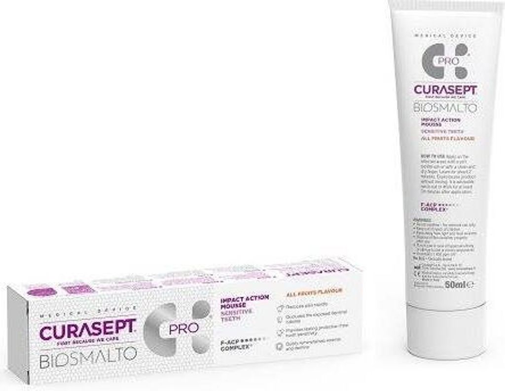 CURASEPT Biosmalto Mousse Sensitive Teeth Mousse für empfindliche Zähne Obst 50 ml