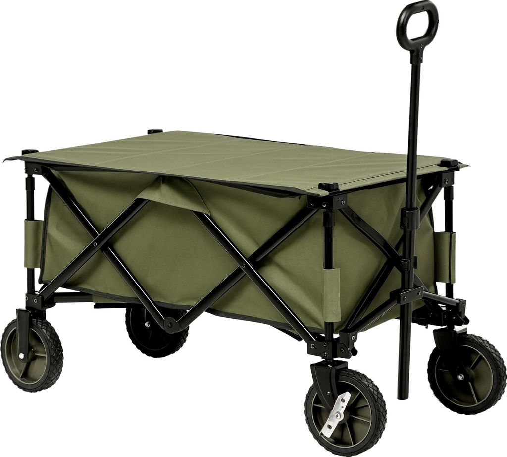 Bollerwagen, klappbar, 5 Seitentaschen, verstellbarer Griff