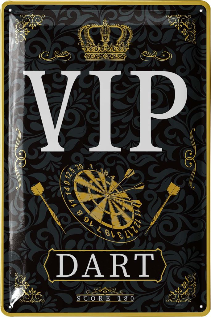 LANOLU Retro Blechschild DART Bar Kneipen und Partykeller Dekoration Irish Pub Deko Geschenk Männer Darts Metallschild VIP Lounge 20x30cm