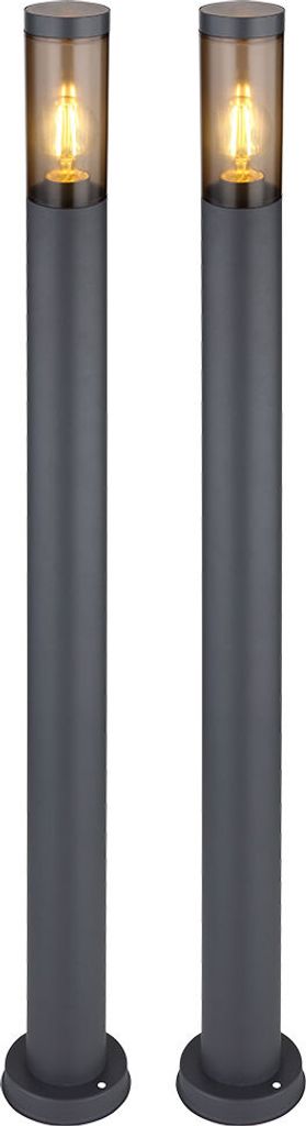 2x Stehleuchte, IP44, rauchig, anthrazit, E27, H 110cm
