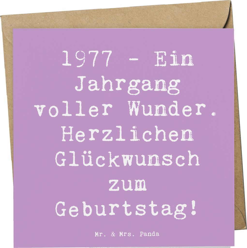 Mr. & Mrs. Panda Grußkarte Spruch 1977 Geburtstag Wunder - Lavendeltraum - Geschenk, anlasskarte, Geschenkideen, Geburtstagswünsche, Alter, Happy...