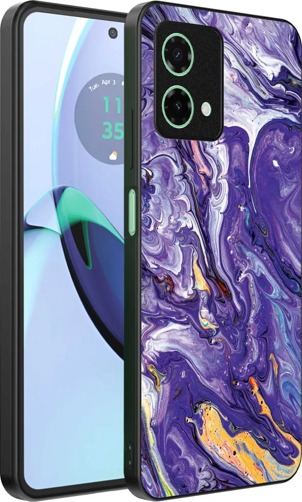 Custodia Motorola Moto G84 Marmo Oro Viola | Cover TPU Elegante