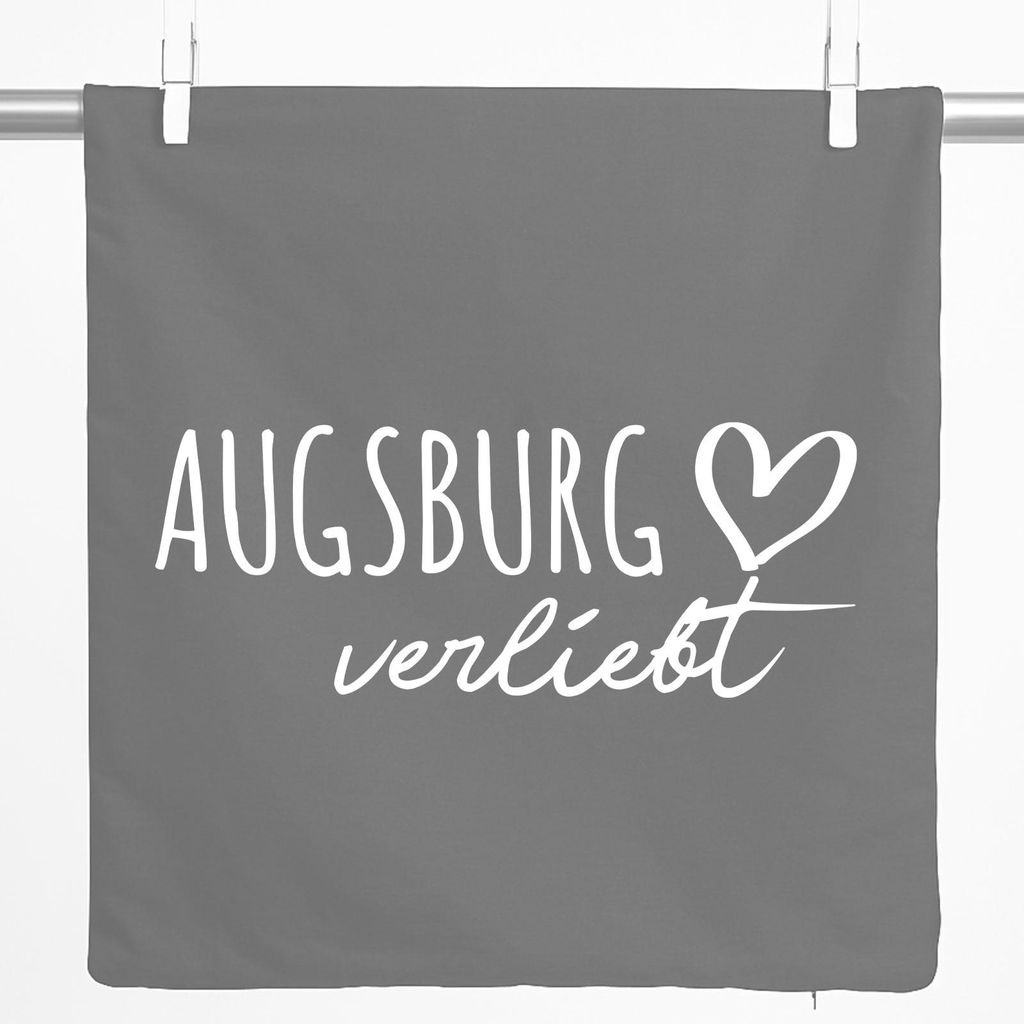 Huuraa Kissenbezug Augsburg verliebt 40x40cm Steel Grey Baumwolle Dekokissenbezug Geschenkidee