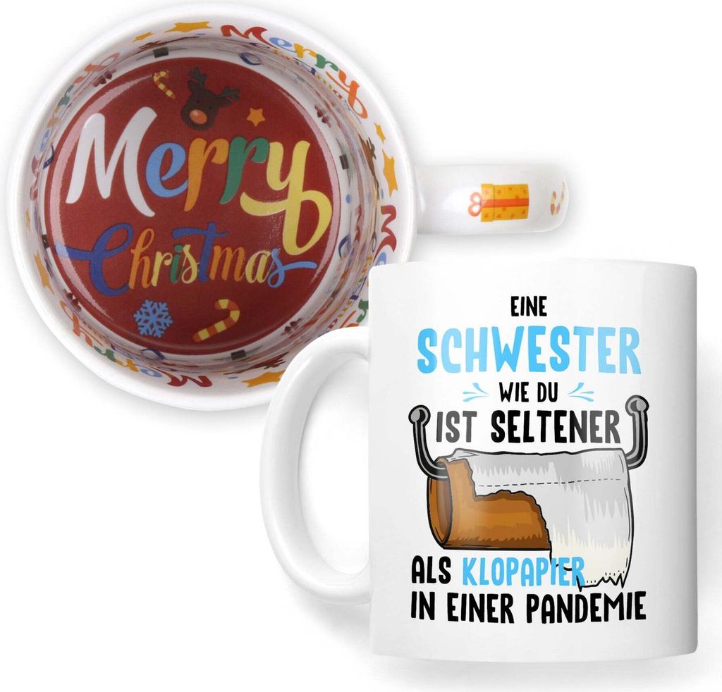 22Feels Weihnachtsgeschenk Schwester Geschenk Geschwister Mädchen Tasse Frauen Teenager Schwesterherz Weihnachten
