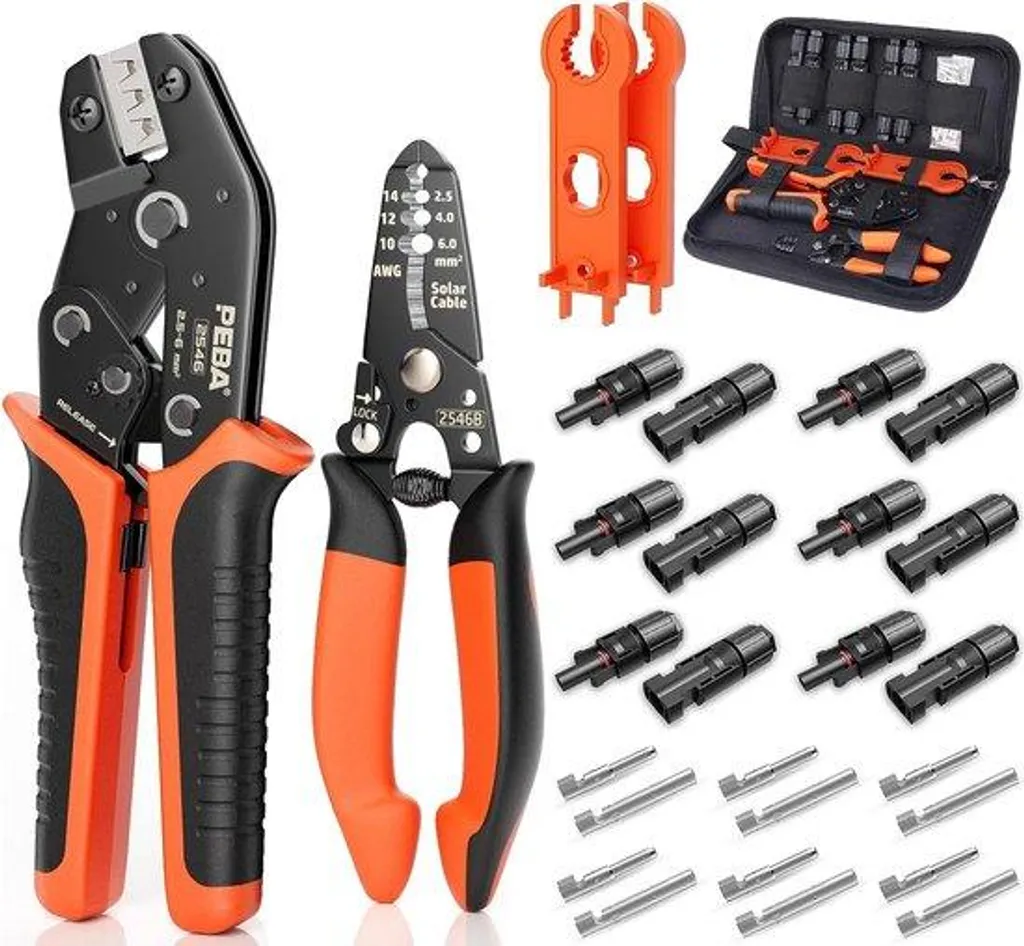 Kit de sertissage solaire avec pince et 6 paires de connecteurs MC4