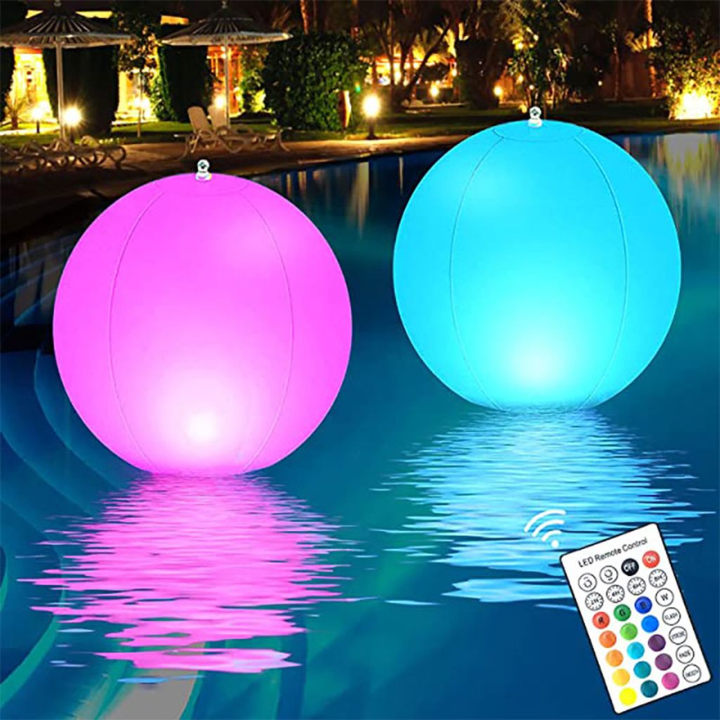 2Stück RGBW Solar Schwimmende Pool Beleuchtung, Ø34cm Produktbild 4