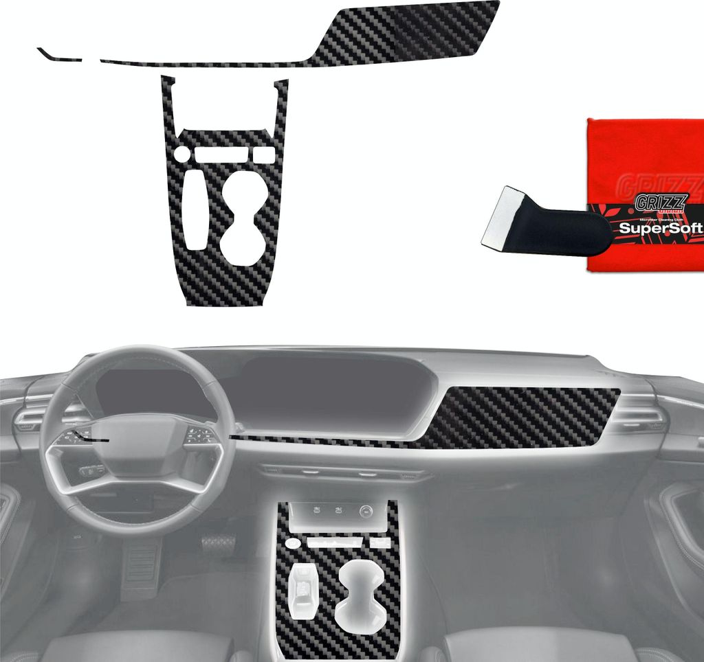 3in1 Schutzfolien für Mittelkonsole & Armaturenbrett - Audi A5 B10 (2025) Carbon Optik Glanz Grizz Protector