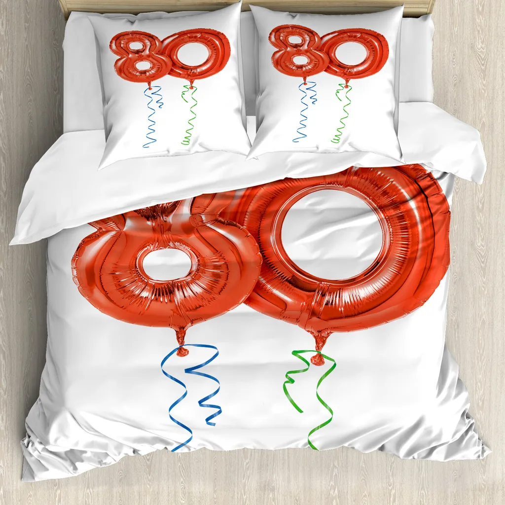 Housse de couette anniversaire 155x220 cm pour lit simple et confort