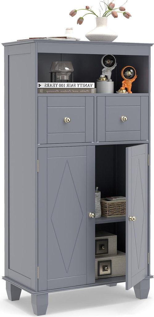 COSTWAY Mobile da bagno, mobile da bagno con 2 ante e 2 Immagine del prodotto 