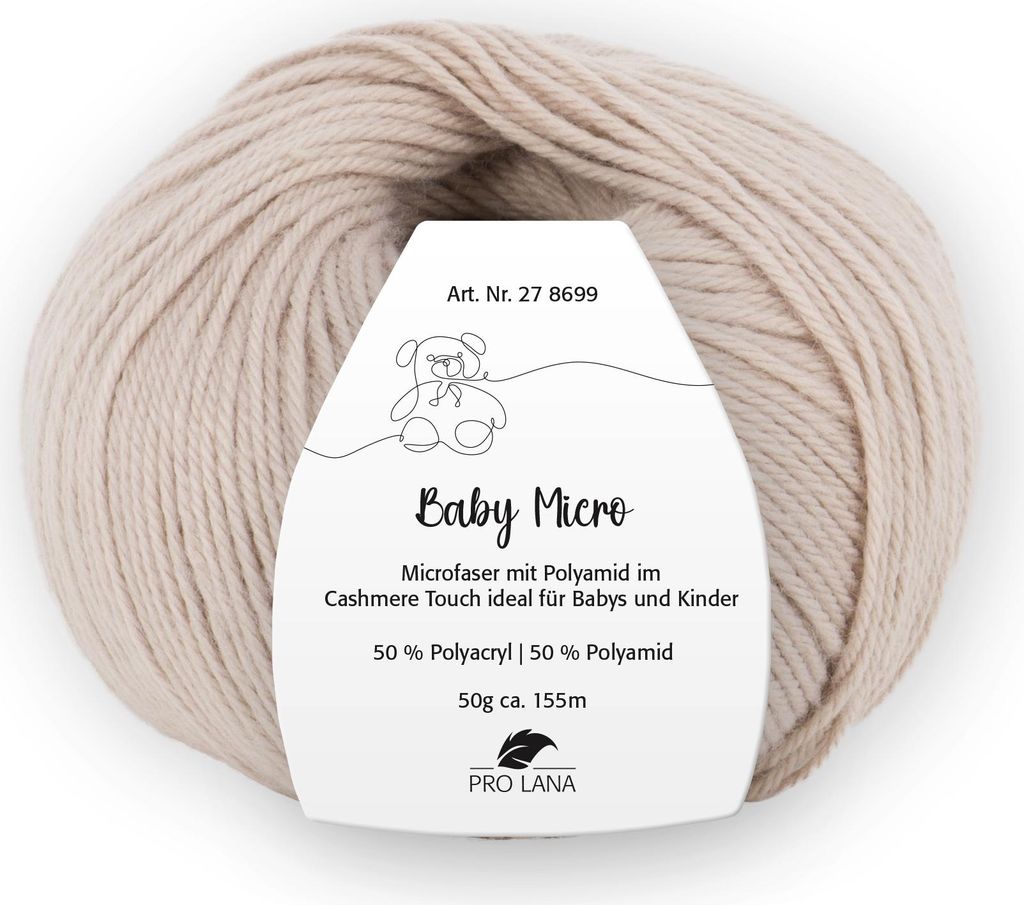 Pro Lana Baby Micro Garn super weich – 50% Polyacryl & 50% Polyamid, , ideal für Babydecken & Babykleidung 06 sand
