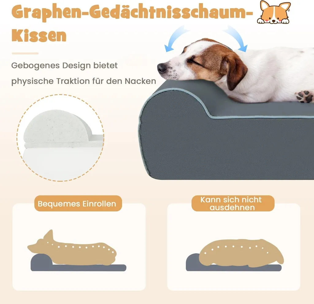 Coussin orthopédique pour grands chiens en mousse à mémoire de forme gris